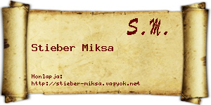 Stieber Miksa névjegykártya